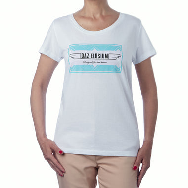 White DazElusium Blue Geometrical logo short sleeve Tshirt