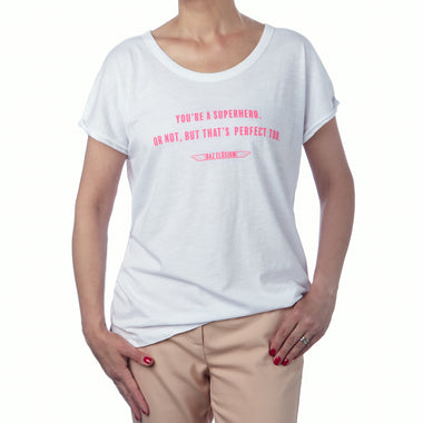 White pink Hero short sleeve Tshirt