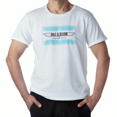 White DazElusium Blue Geometrical logo short sleeve Tshirt